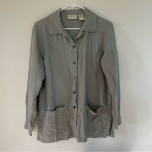 ERIKA gray linen and cotton button up cardigan